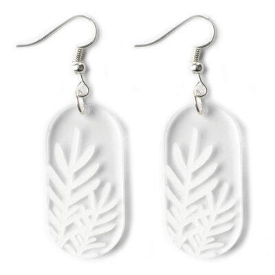 Botanical Fern Drop Transparent Statement Earring