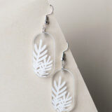 Full View of Botanical Fern Drop Earrings - Transparent