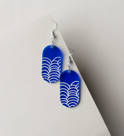 Full View Wave Blue Statementn Earring