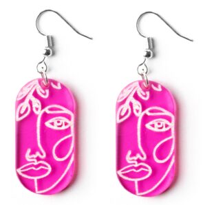 Pink Face Statement Earring