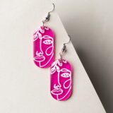 Trendy Pink Face Earring