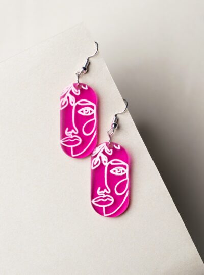 Trendy Pink Face Earring